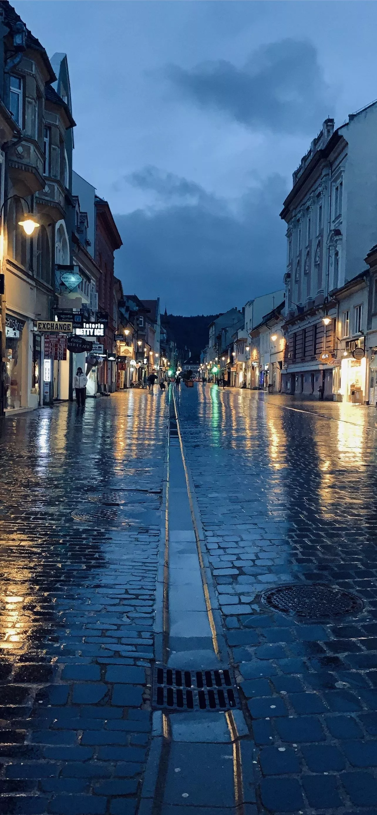 Bucharest iPhone 15 Pro Max Romanian Cityscape Raining Dark