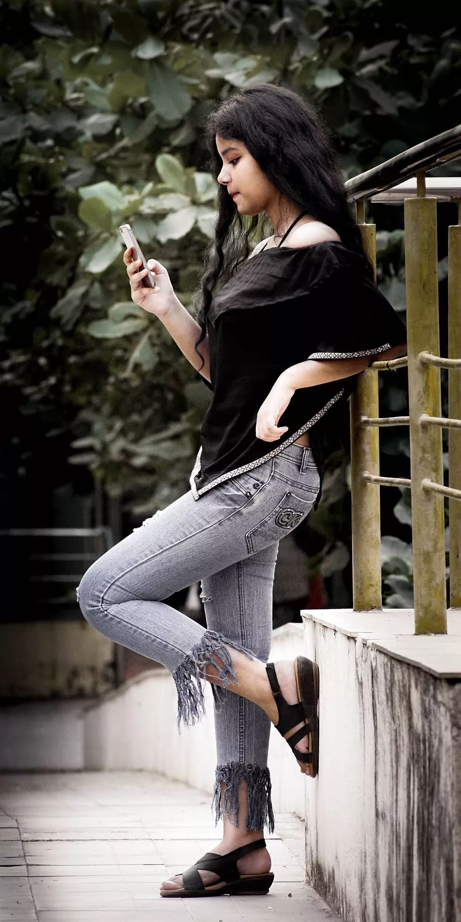 HD wallpaper: model, iphone, nature, denim, girl, young adult, full length