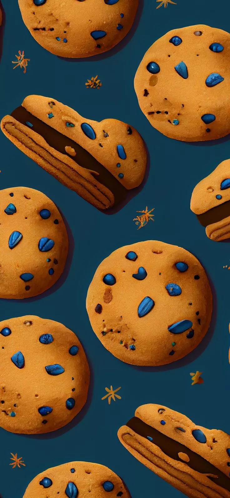 Cookies Blue Pattern Wallpaper
