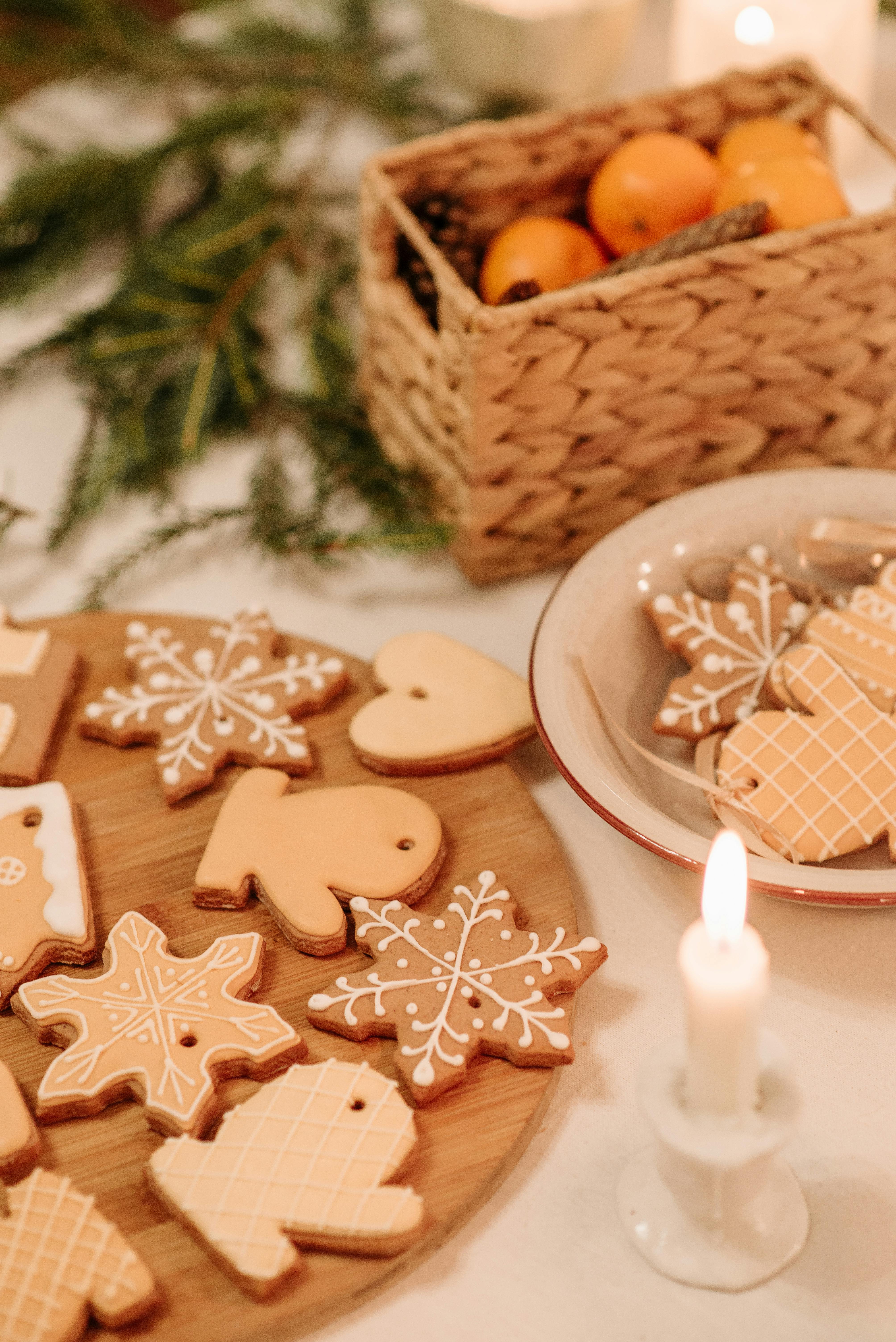 Christmas Cookies On A Wooden Board