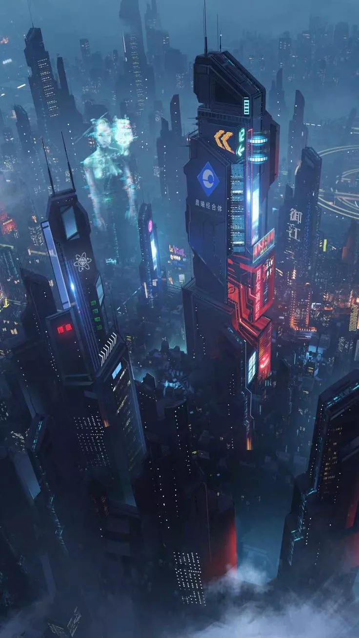 Cyber City Night iPhone 13 Wallpaper