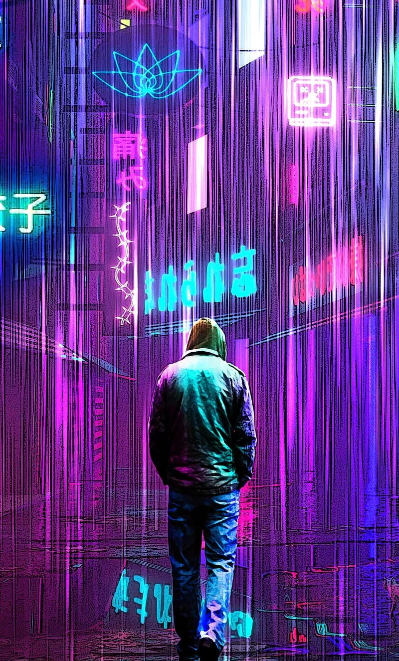 Cyber City, neon, ultra, HD phone