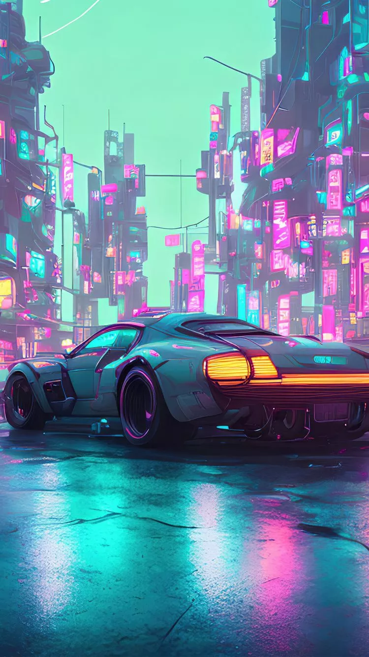 Download wallpaper 750x1334 cyber car
