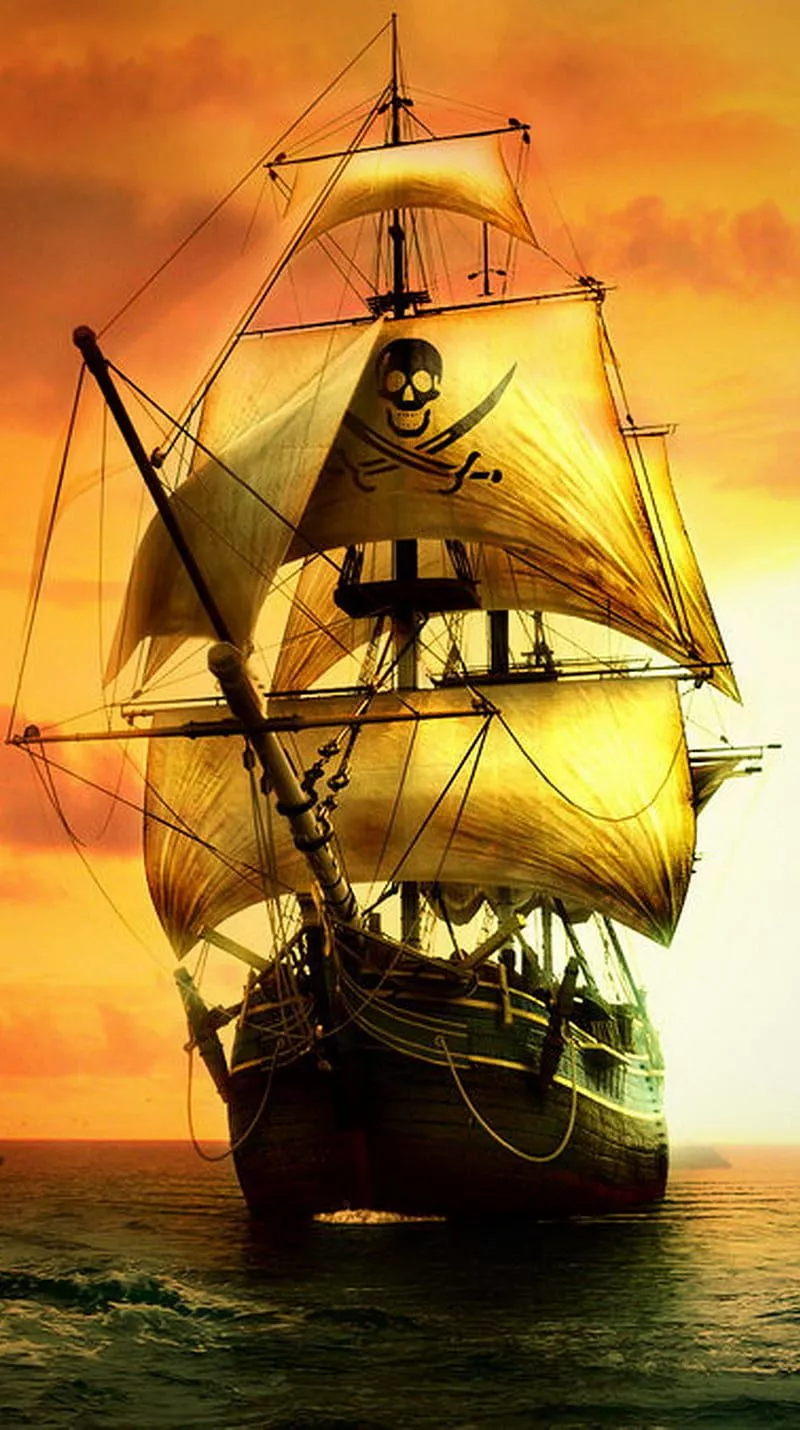 Pirate Sail, sailing, ship, HD phone