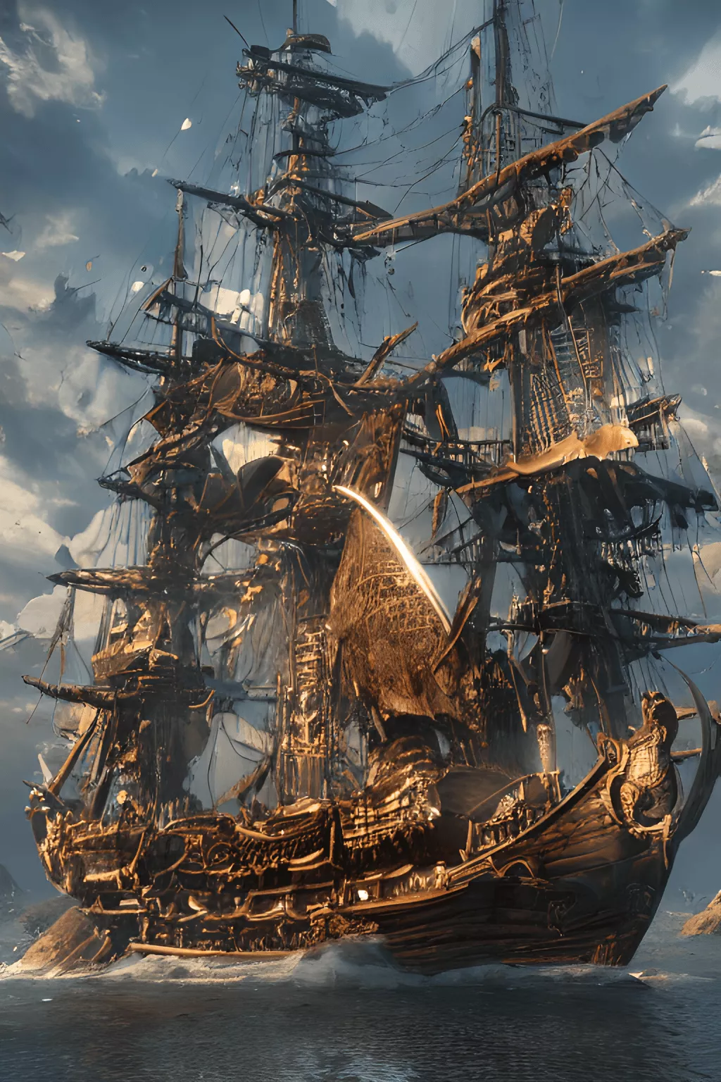 Pirate Ship Background Ultra Detailed