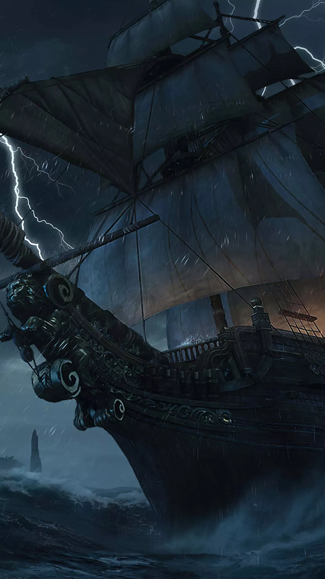 majestic ship floating in the open sea