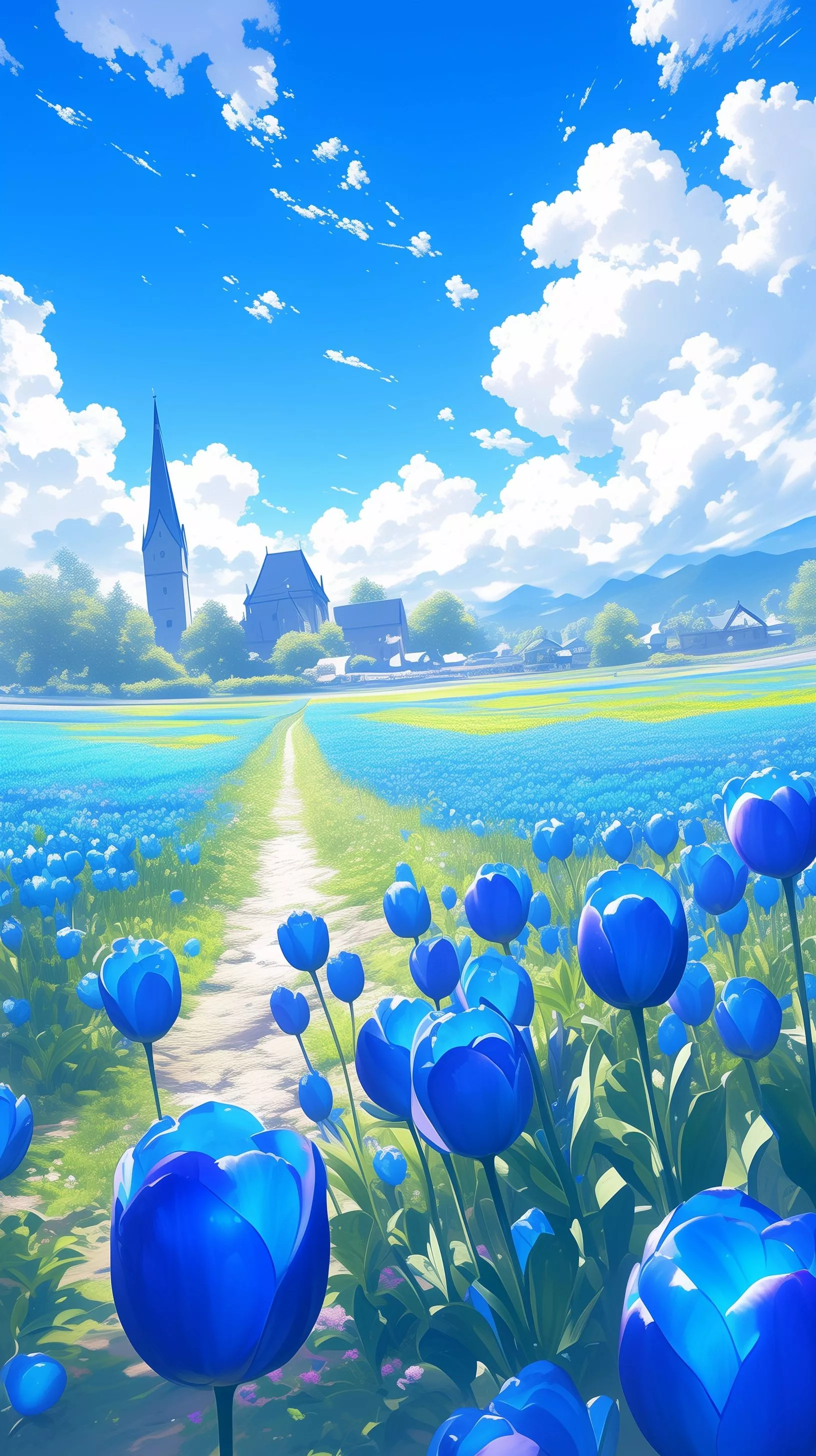 Blue Flower Bloom Phone Wallpaper
