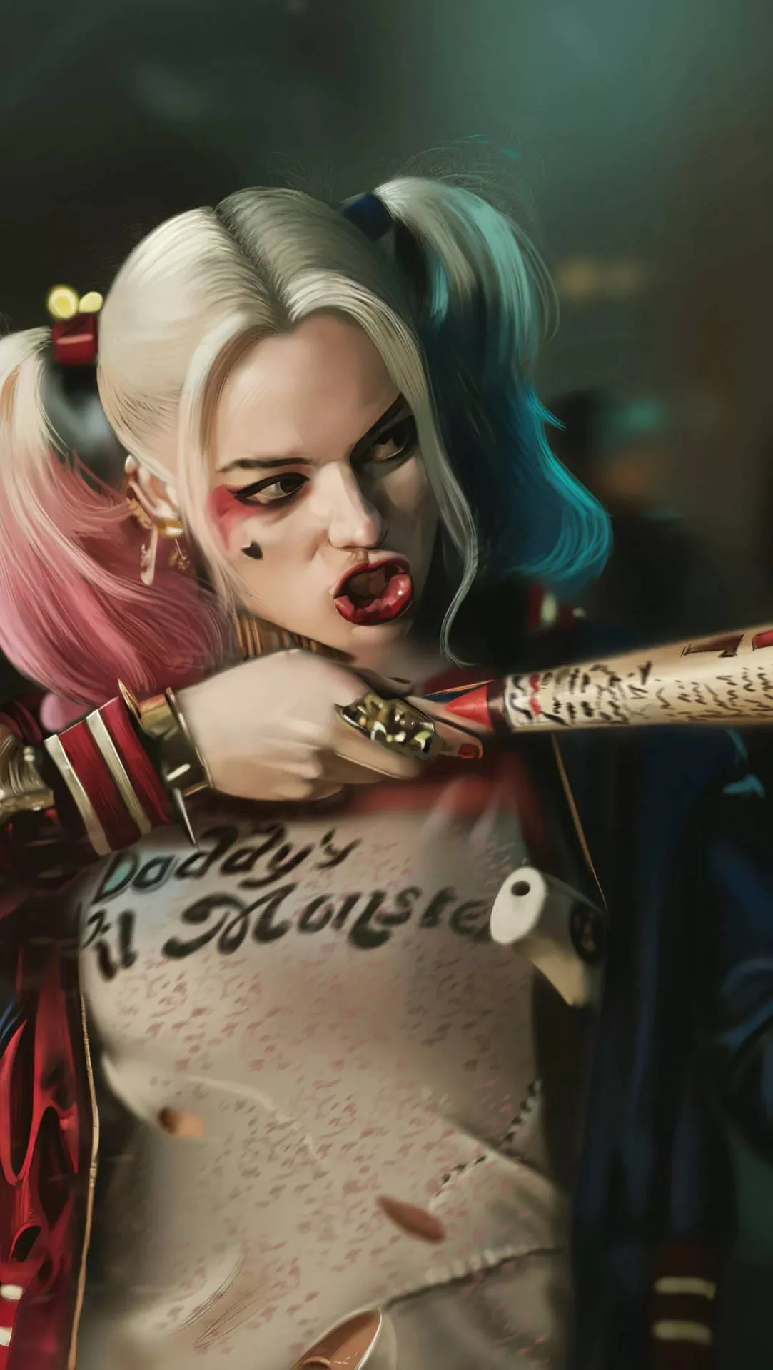 Fierce Art Of Harley Quinn On Phone