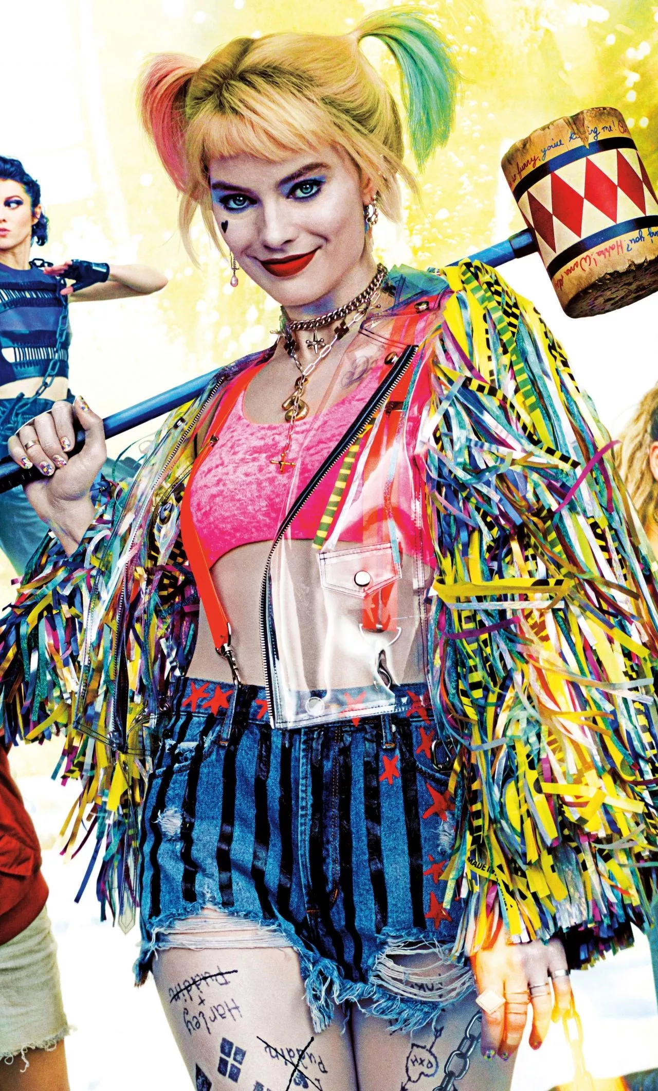 wallpaper 1280x2120 harley quinn, birds