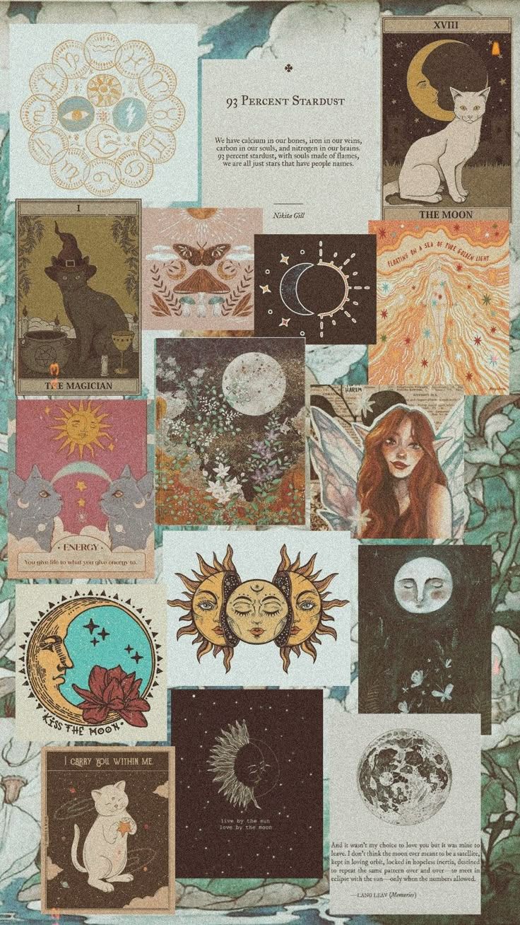 Sun, moon, folklore and cats wallpaper