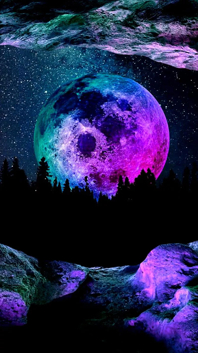 HD rainbow moon wallpaper