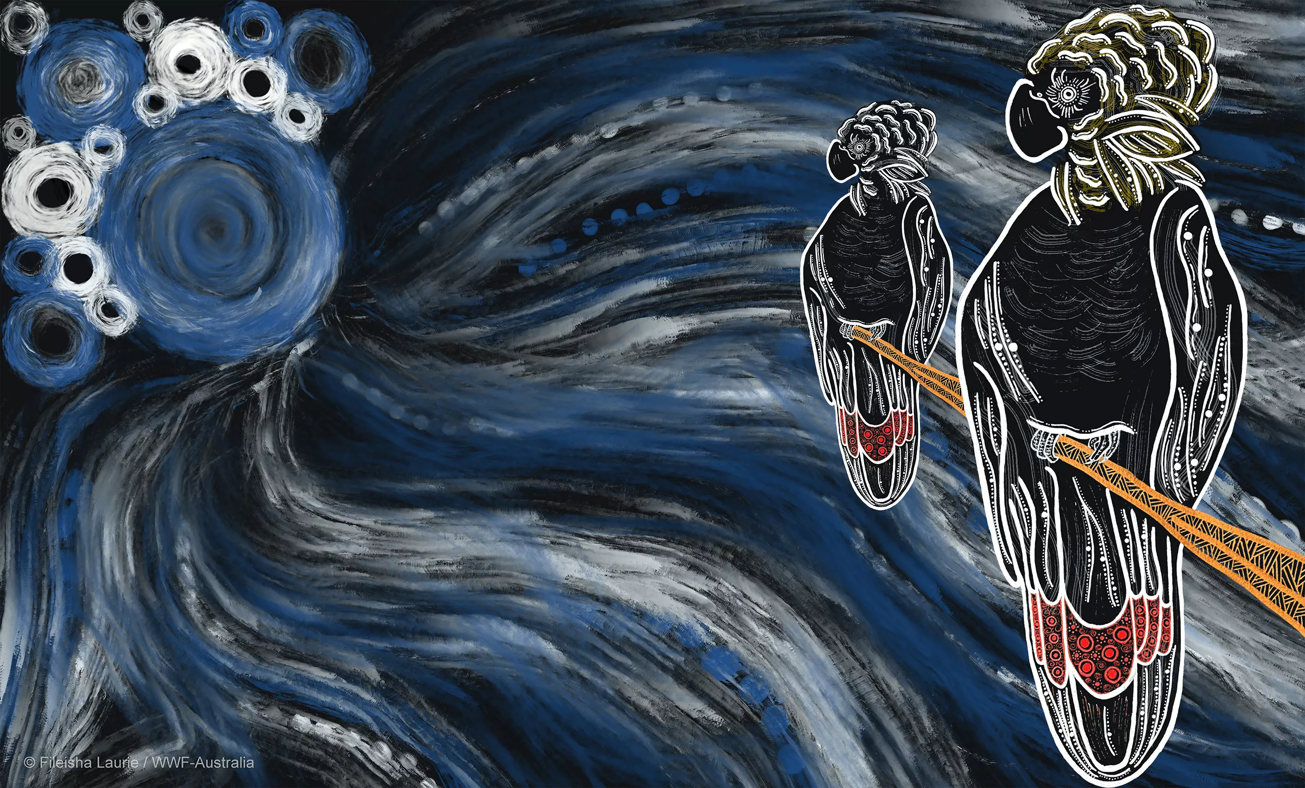 Indigenous Glossy Black Cockatoo Art