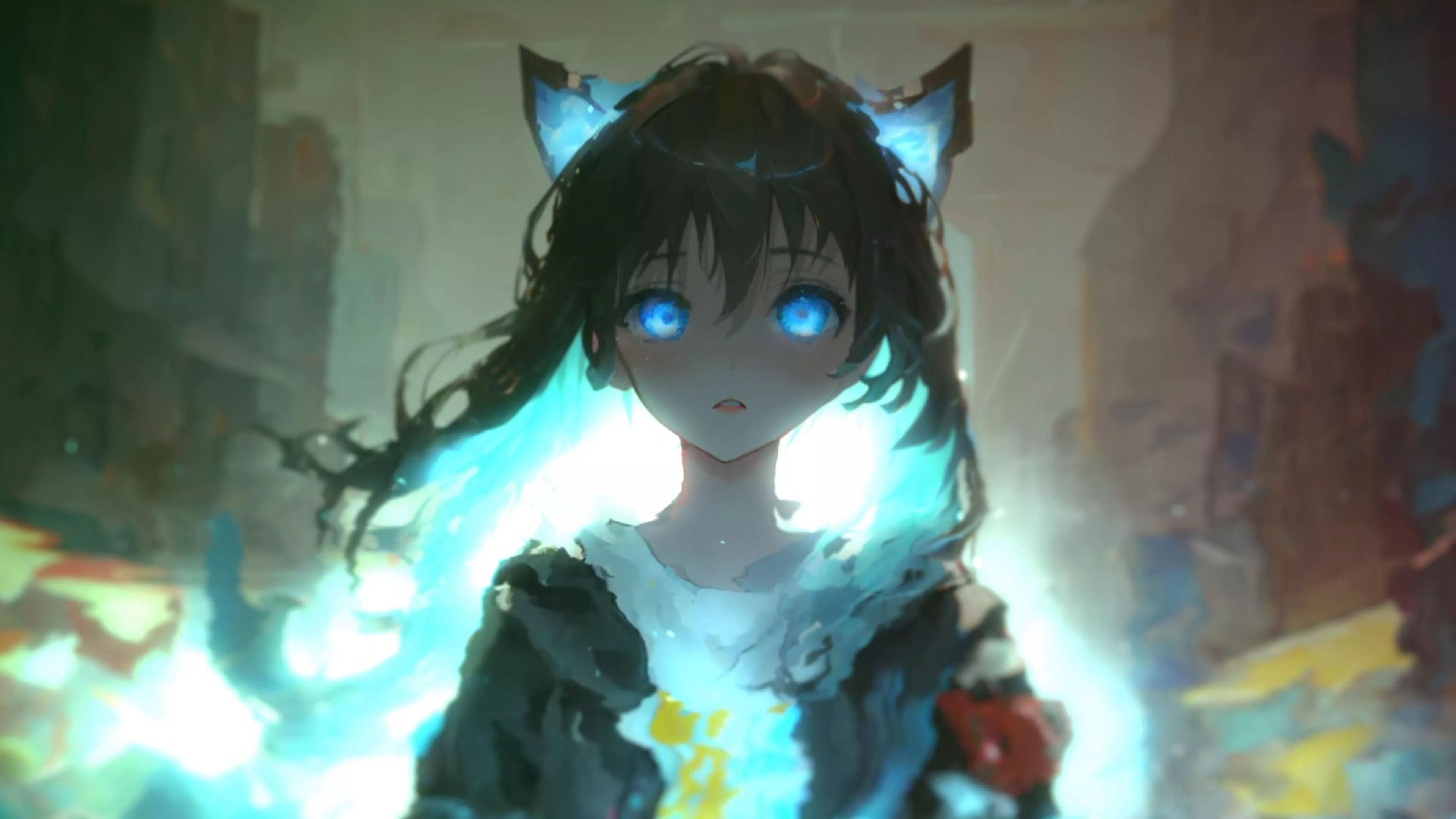 Anime Cat Girl With Blue Eyes Live
