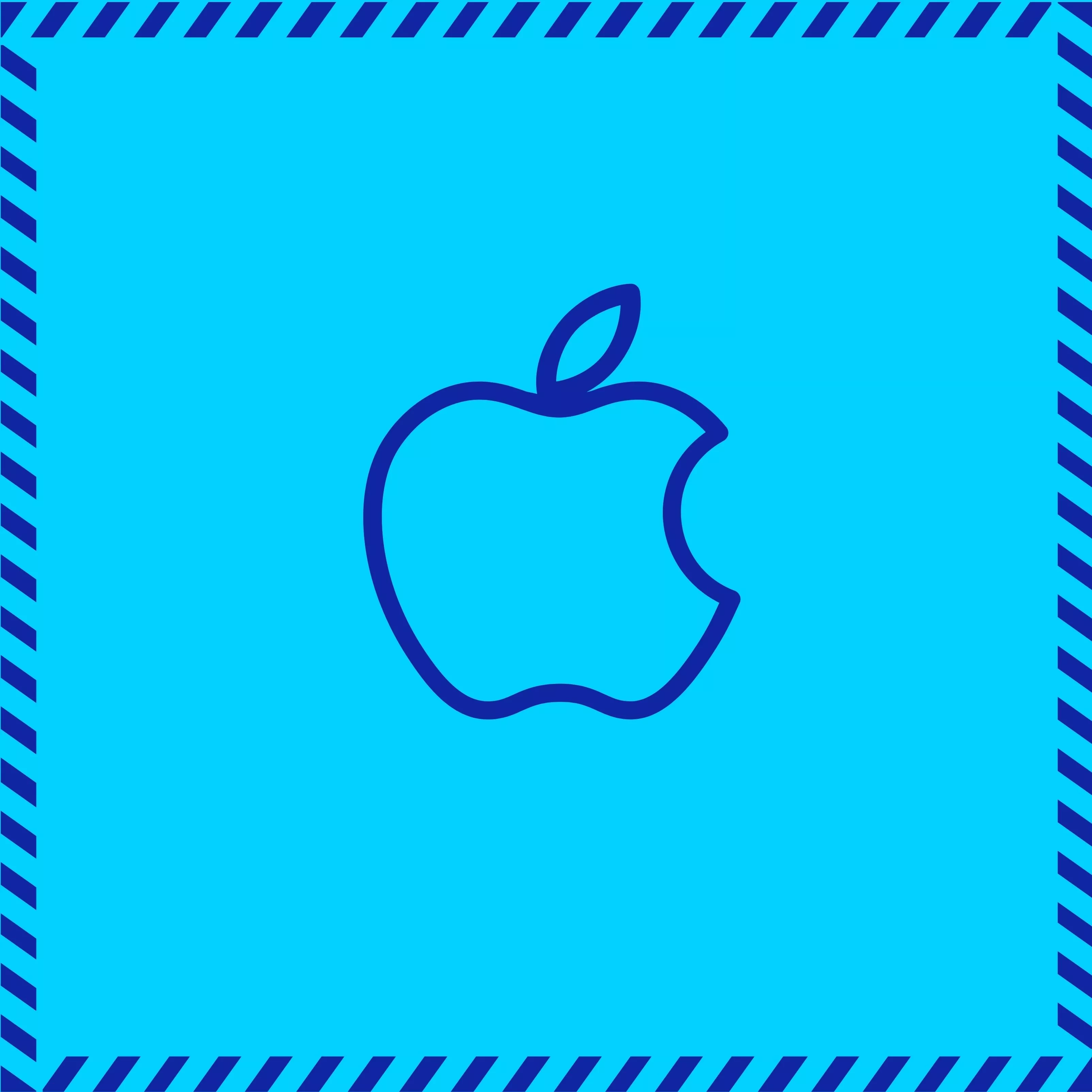 Apple Logo Blue Stripe Border iPad