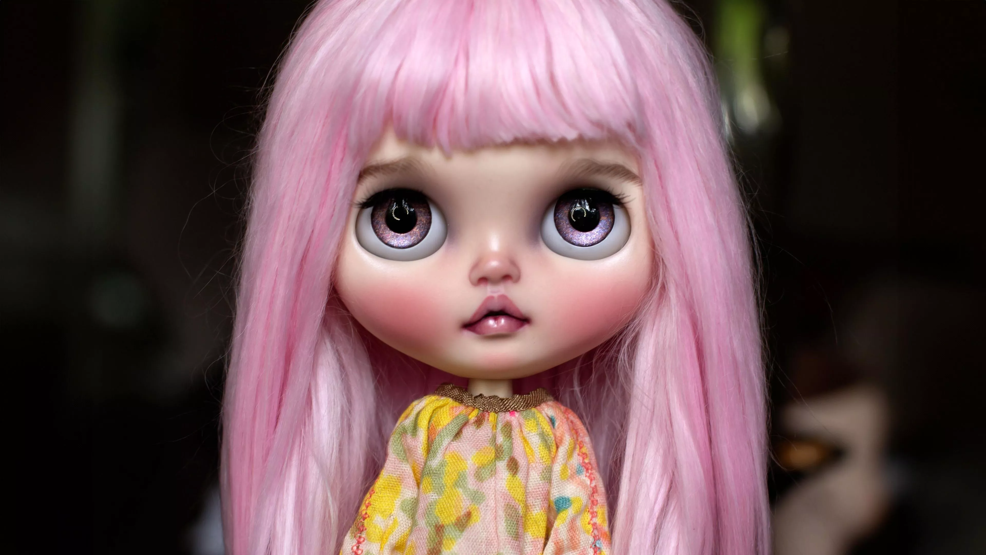 Pink hair Wallpaper 4K, Blythe doll, 5K