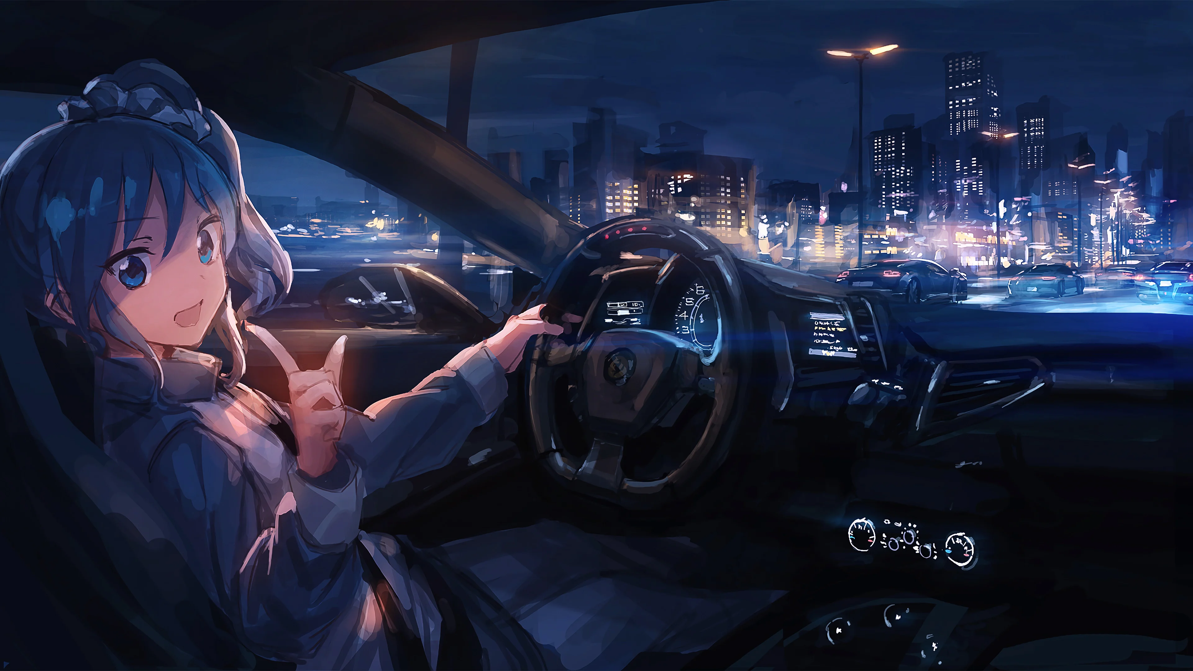 Anime girl driving Wallpaper 4k HD