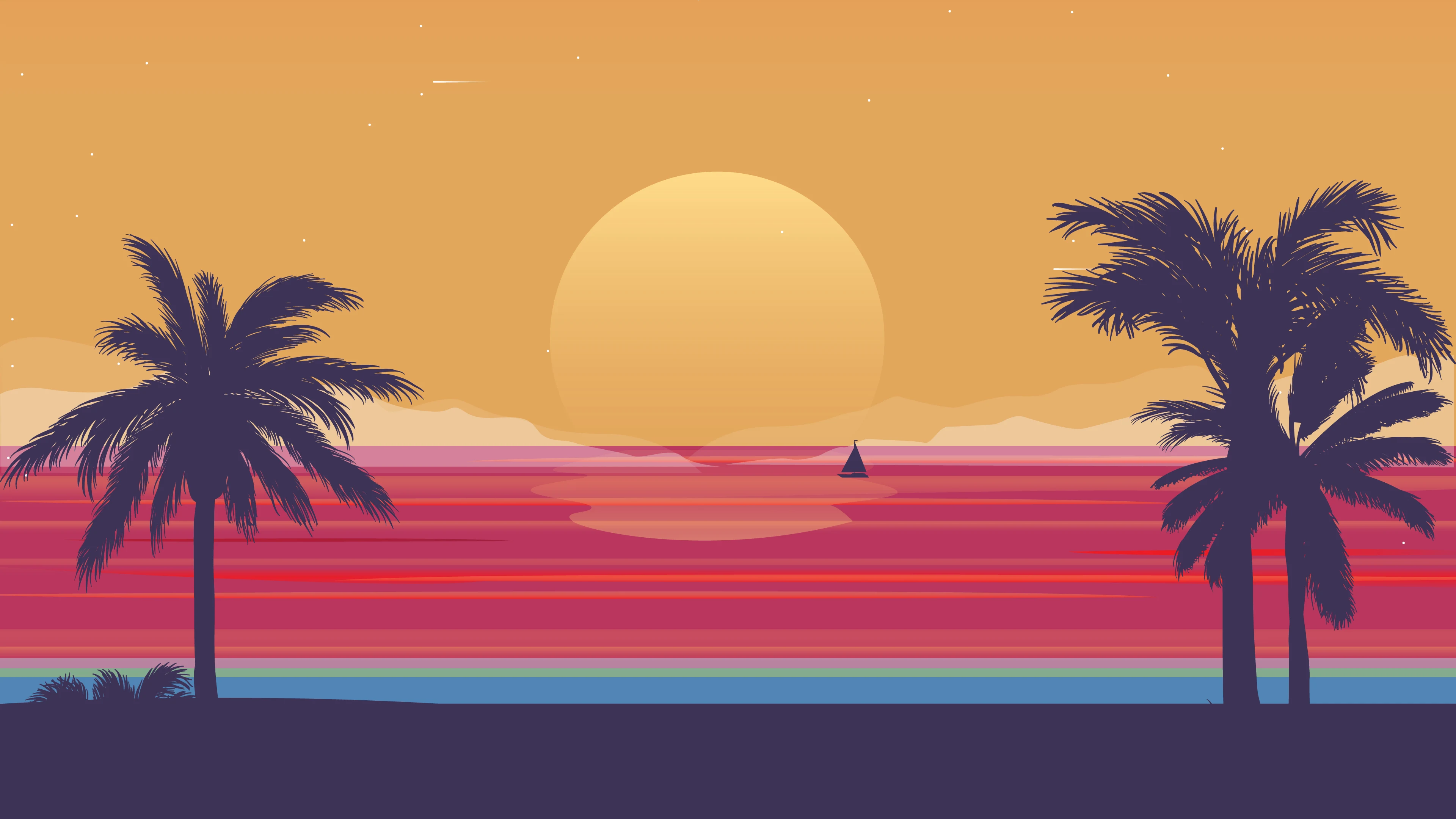 4K Wallpaper. Minimalist Summer Beach