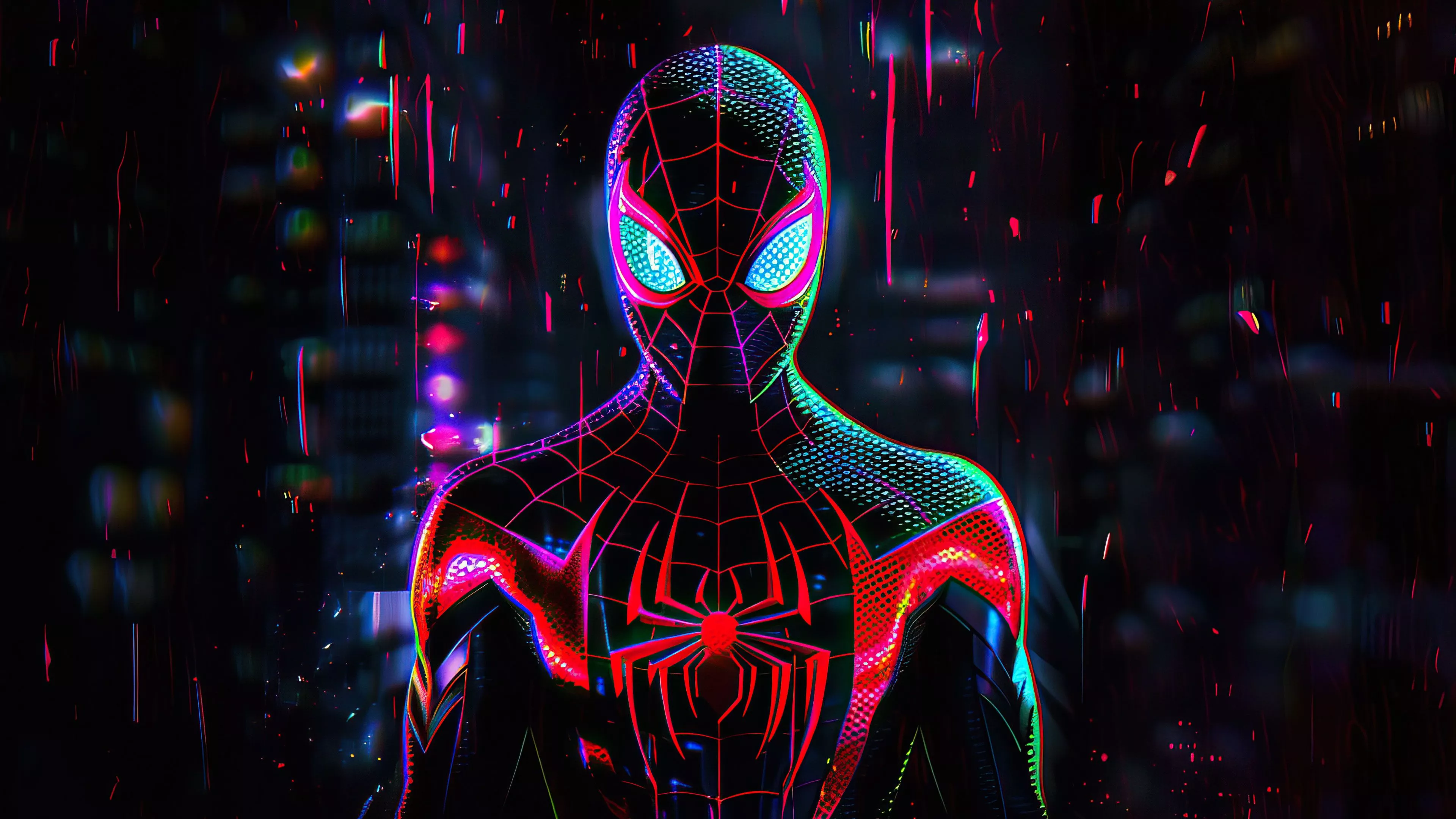 Spider Man Neon Glow 4K PC Wallpaper