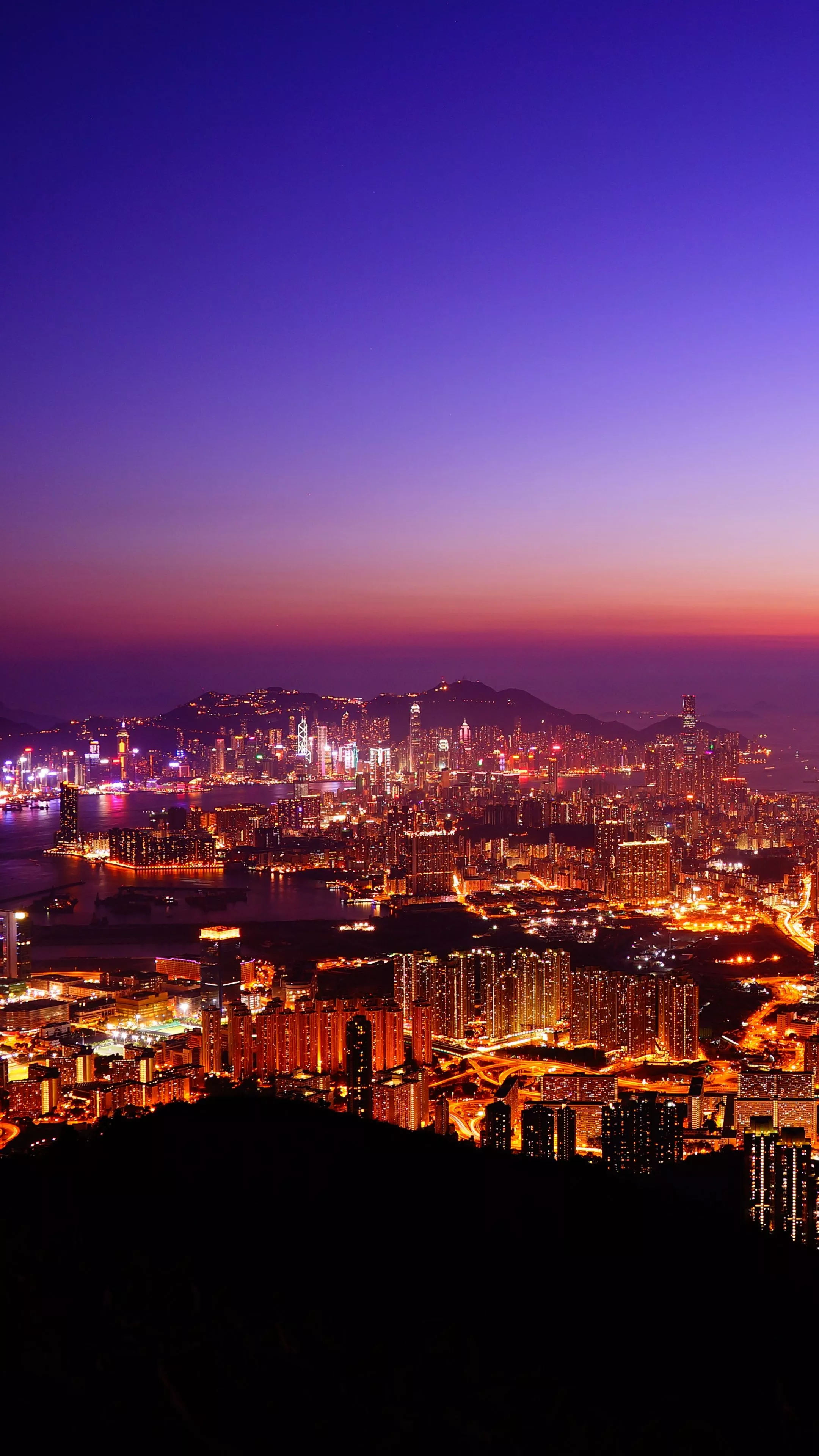 Hong Kong City Wallpaper 4K, Night time