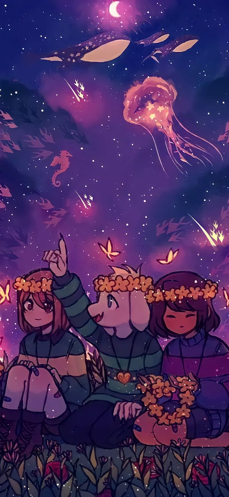 Undertale, asriel, chara, frisk, HD