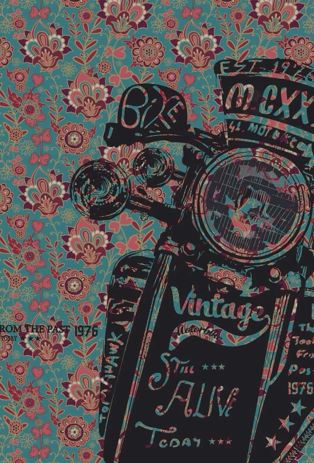 Vintage Motorcycle Graphic Art Retro