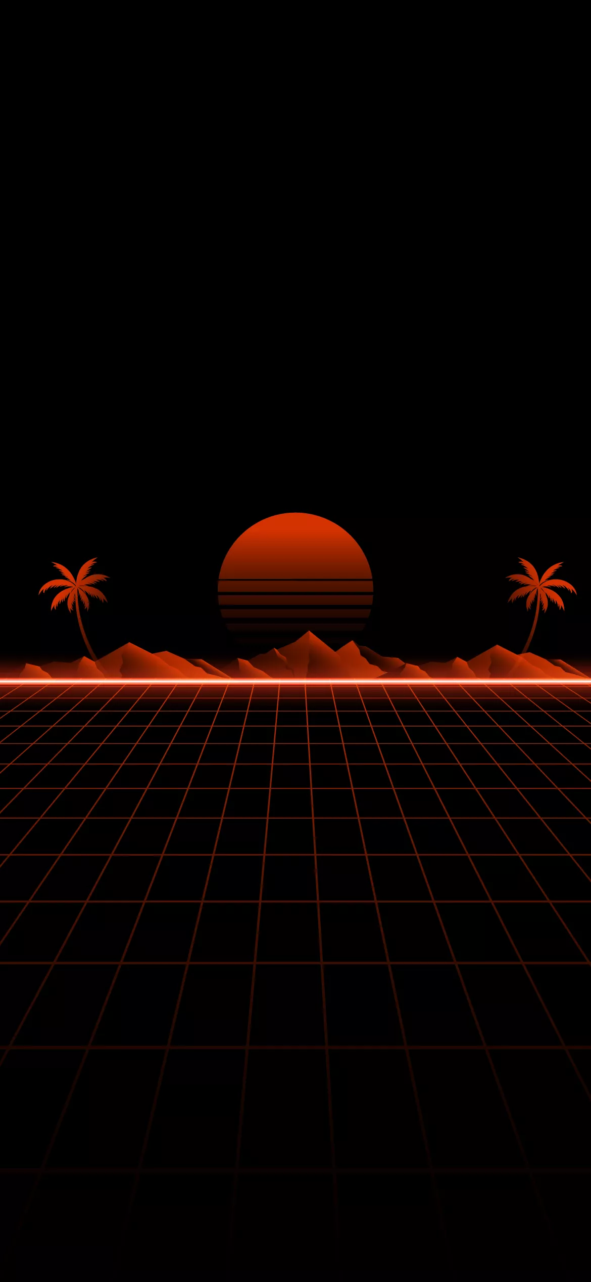 Amoled synth wave landscape wallpaper
