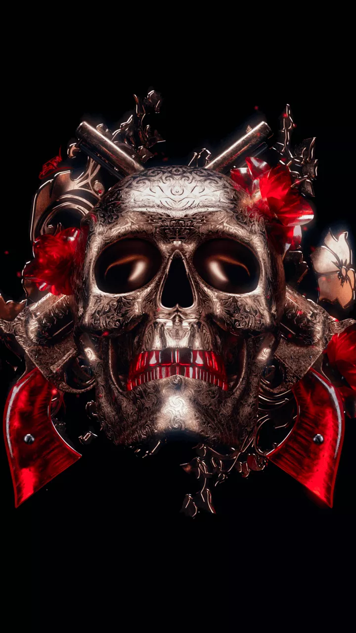 Skull Wallpaper 4K, 3D, Black background