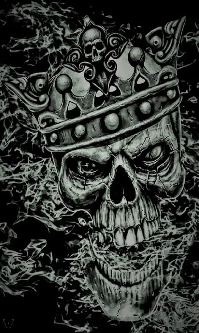 King skull, dark, skull, smokey, HD