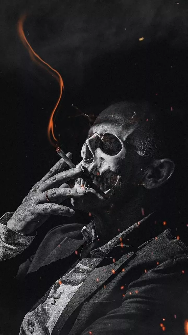 smoking skull guy oran wallpaper