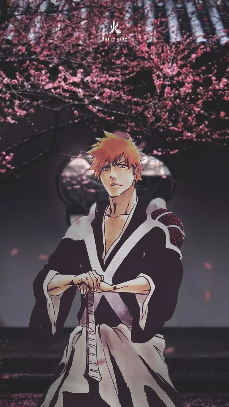 Ichigo Kurosaki, anime, art, bleach anime, ichigo, japan, naruto, samurai, sword, HD phone wallpaper