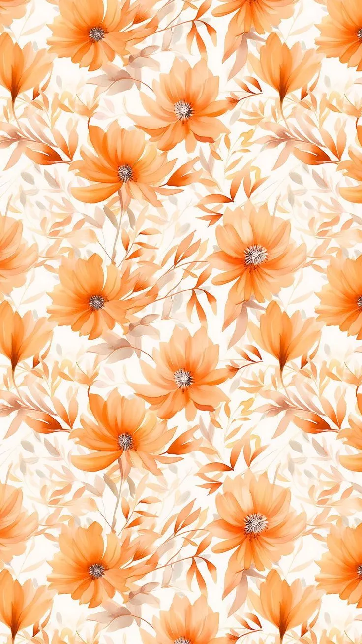 Orange Coquette Spring Wallpaper Pattern