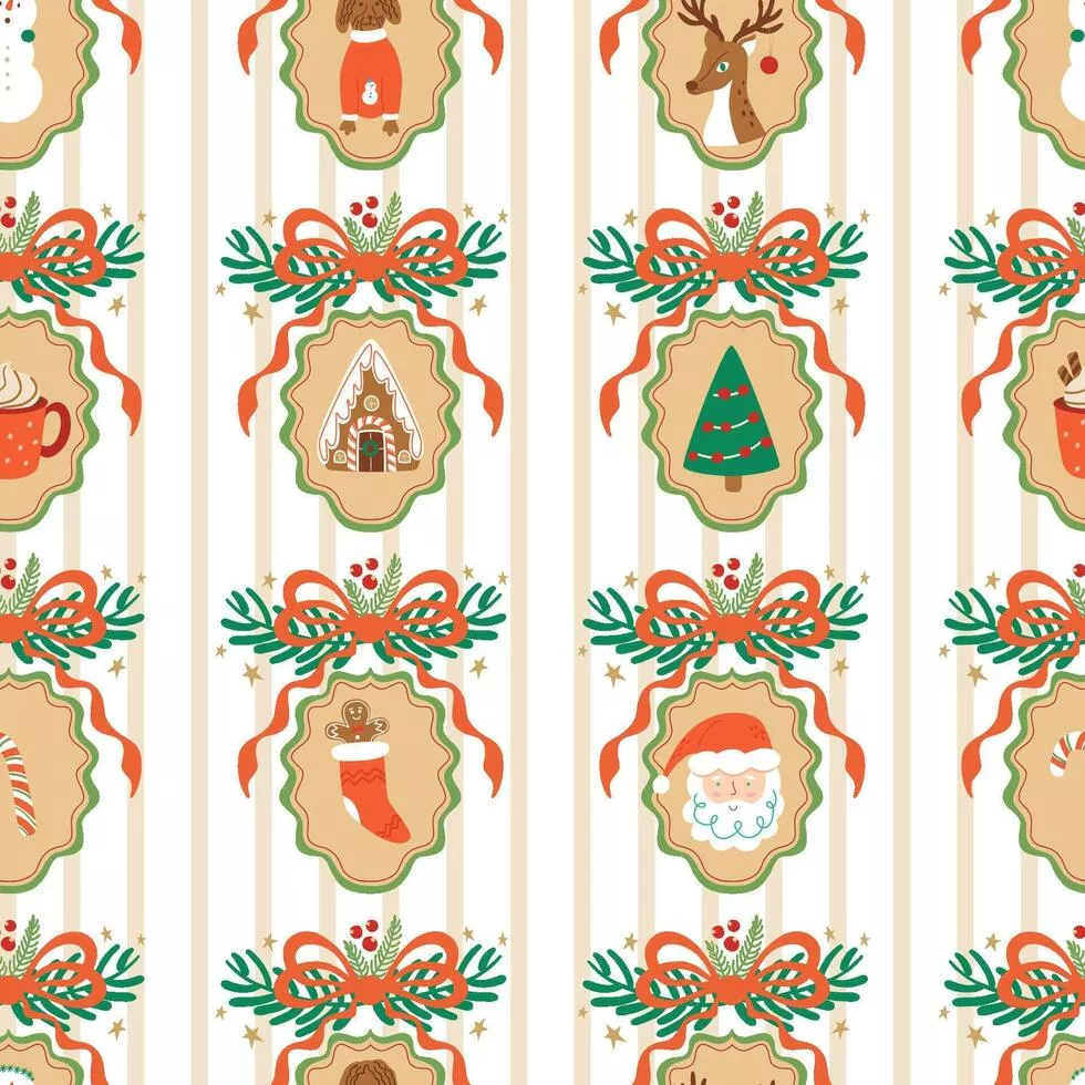 Beige coquette Christmas seamless