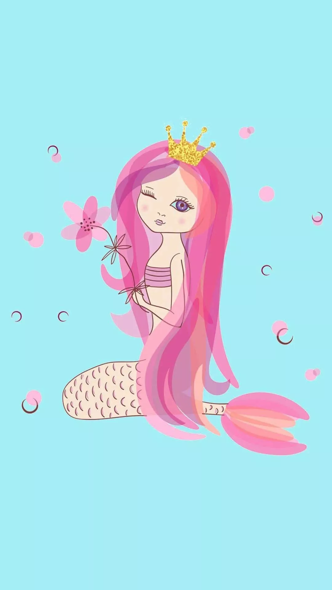 Colorful Kawaii Mermaid Wallpaper