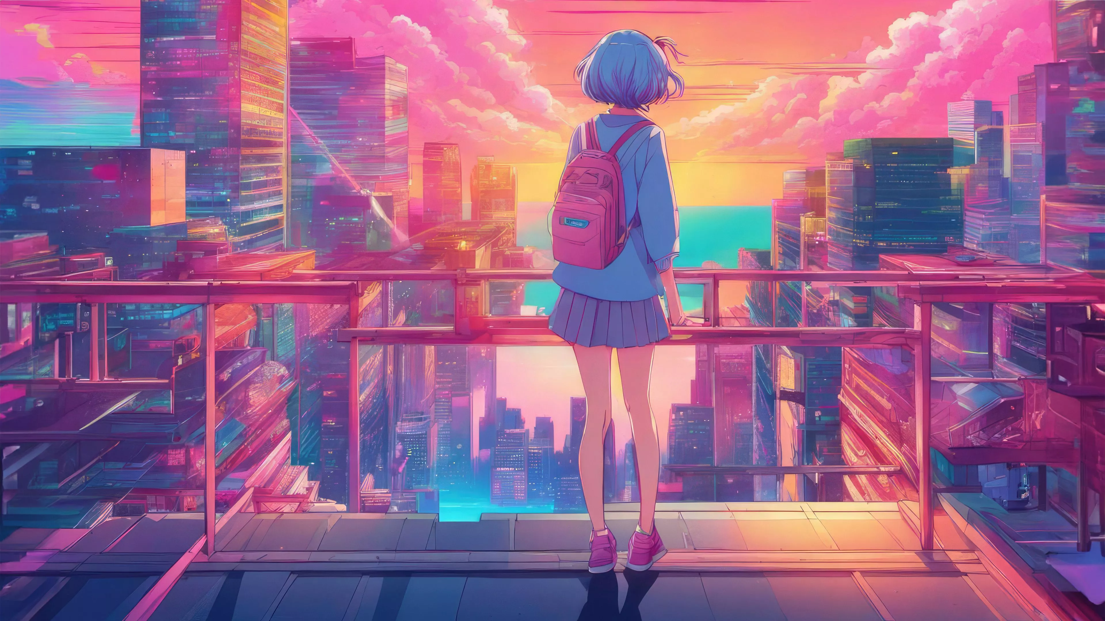 Vaporwave Anime Girl 4k Wallpaper, HD