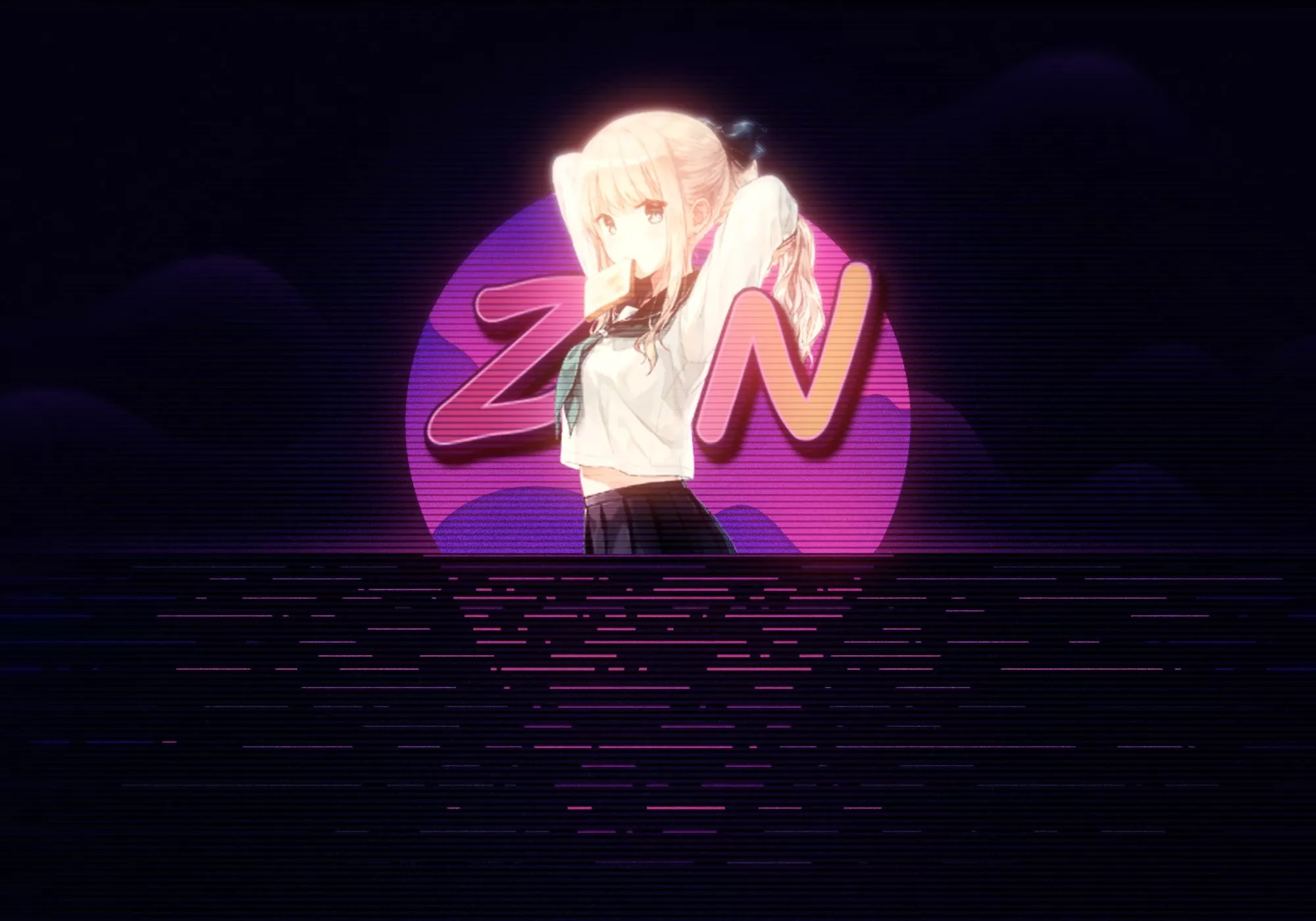 Vaporwave Anime Original HD Wallpaper