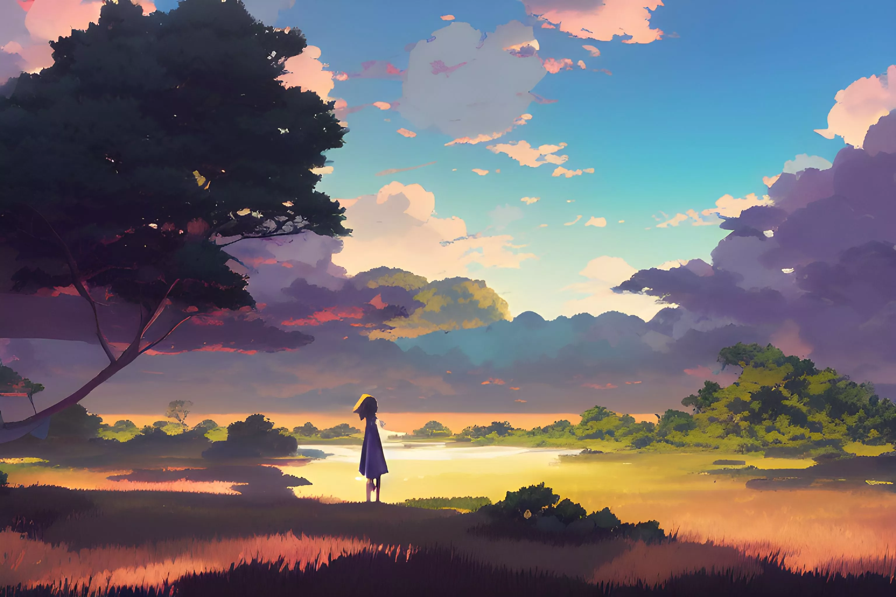 Anime Girls Colorful World HD AI Art