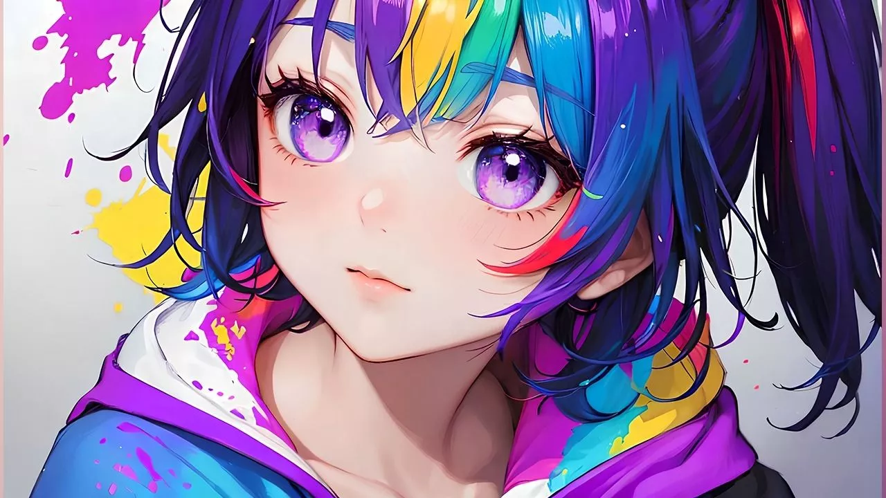 Colorful Painting Anime Girl Wallpaper