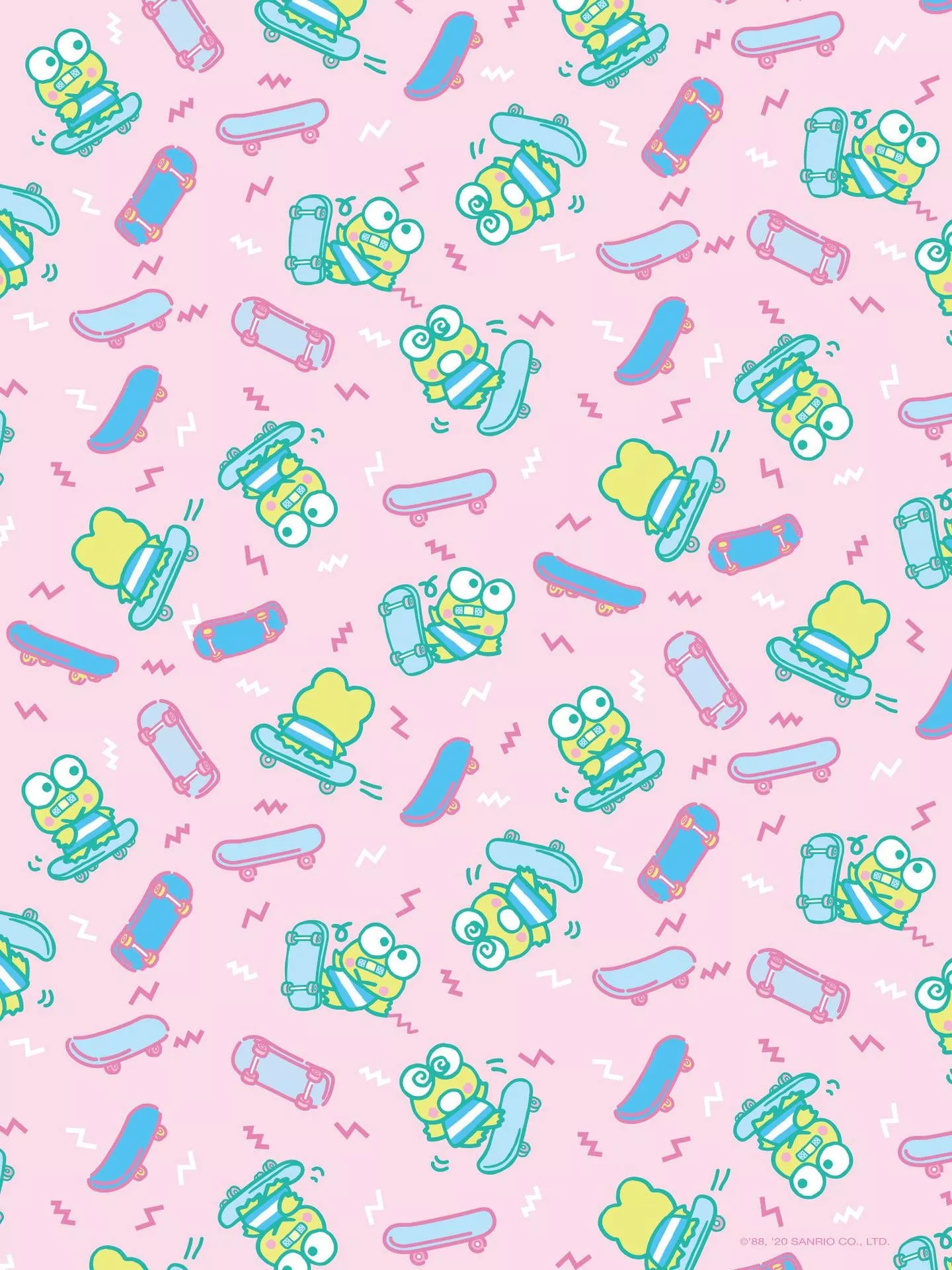Keroppi Blue Skateboard Pattern