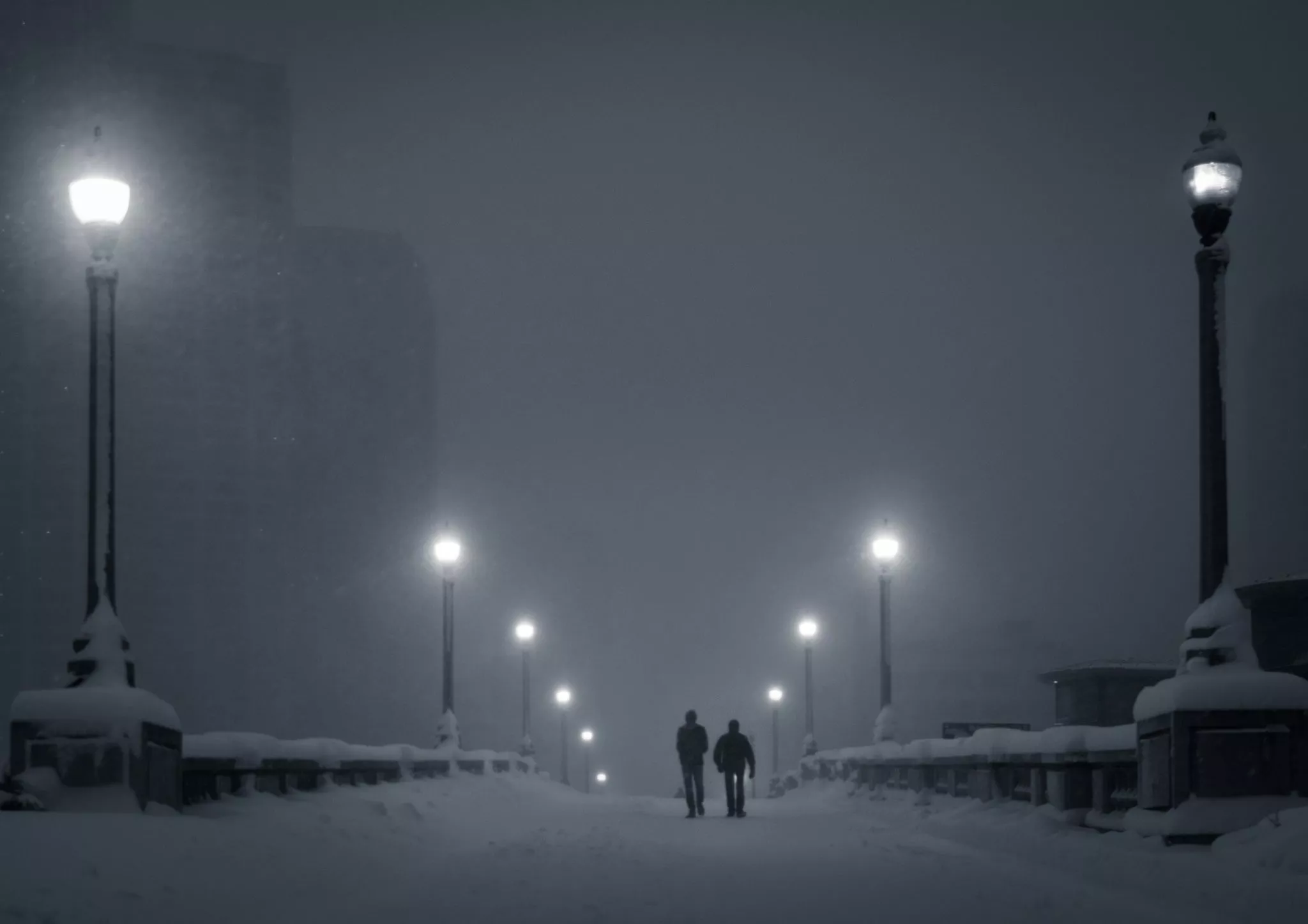 Wallpaper winter, snow, night, lights