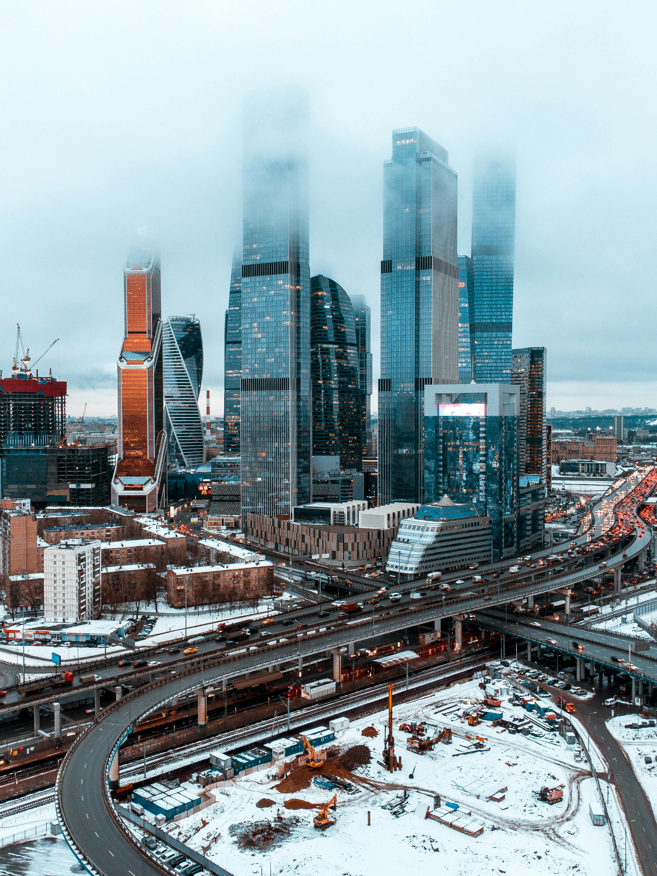 Buildings covered in Fog · Free
