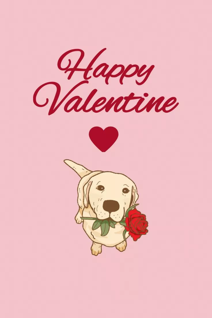 Puppy Love Valentine's Day Phone Wallpaper