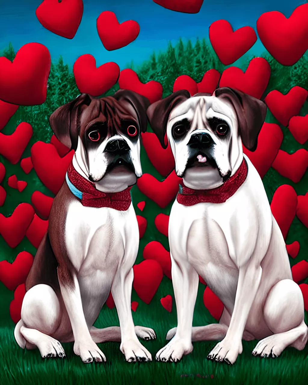 Valentine's Day Kawaii Cute Boxer Dogs