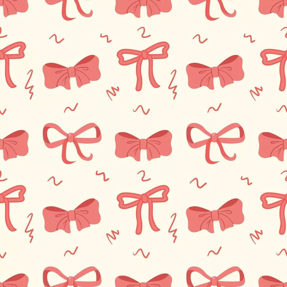 Ribbon and bow hand drawn seamless pattern background for wrapping, wallpaper, backdrop, gift and valentine. Doodle style