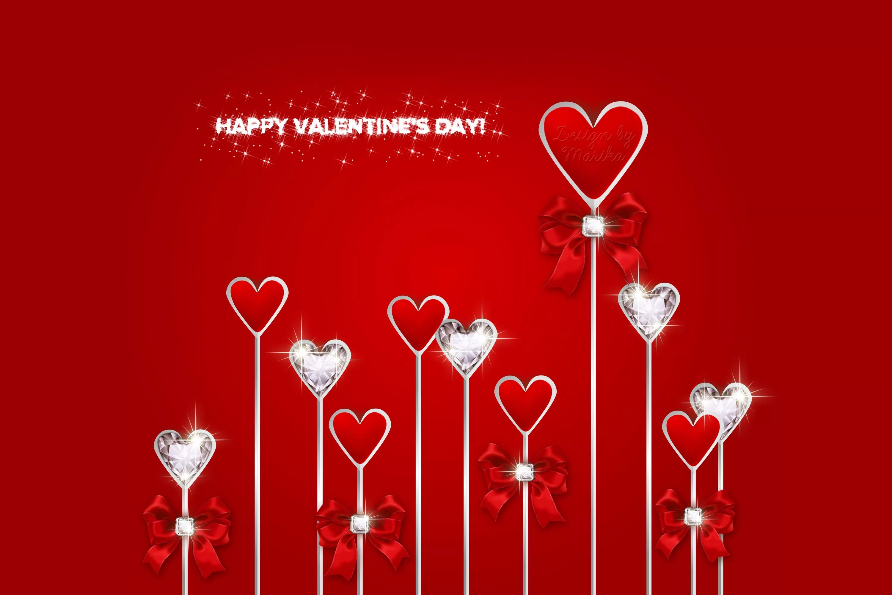 Wallpaper heart, diamonds, red, love
