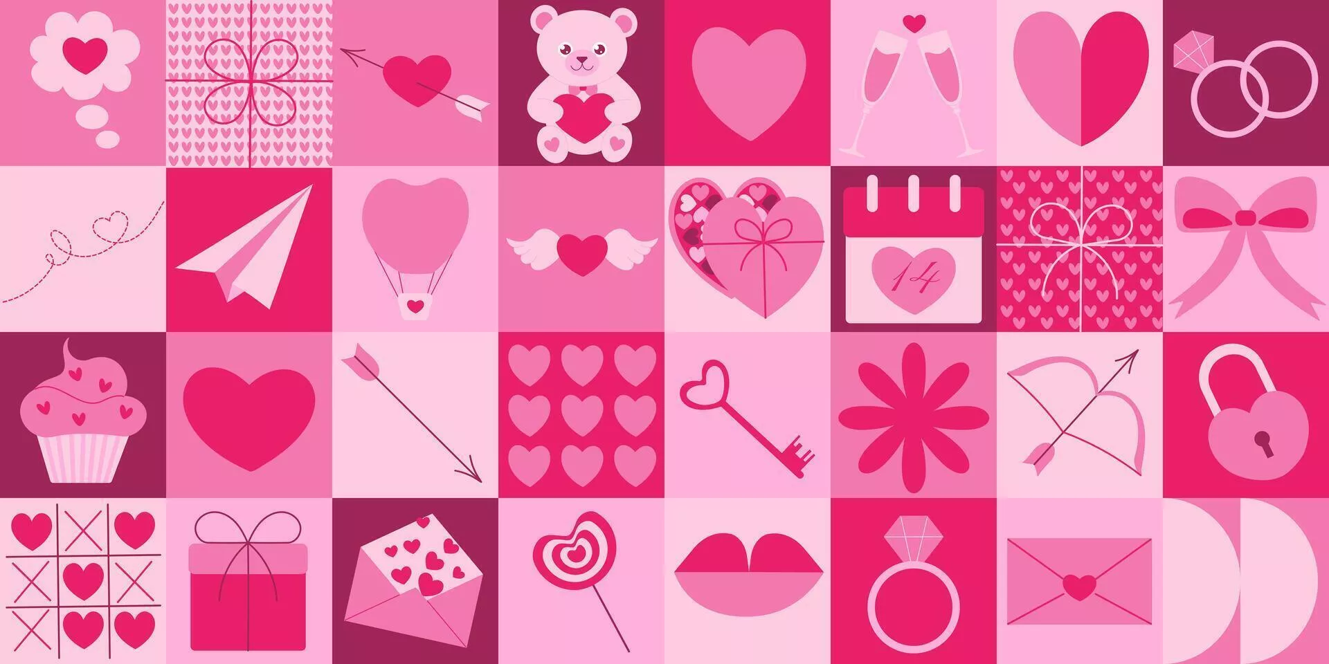 Valentines Day icons elements
