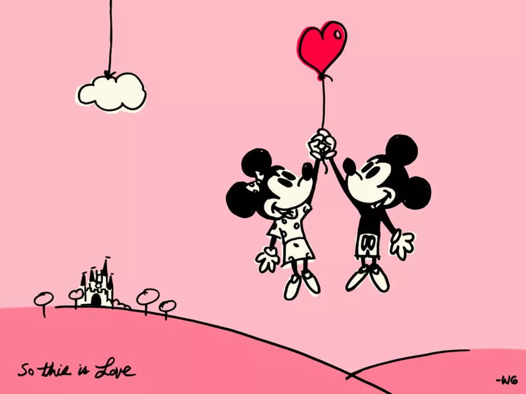 Cute Valentines Minnie And Mickey Pink