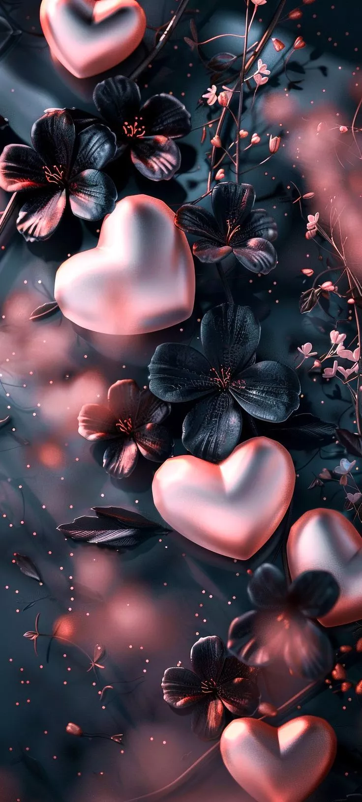 Dark Romance Wallpaper Black Flowers