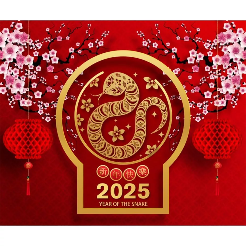 Happy Chinese New Year Backdrop 10x8ft