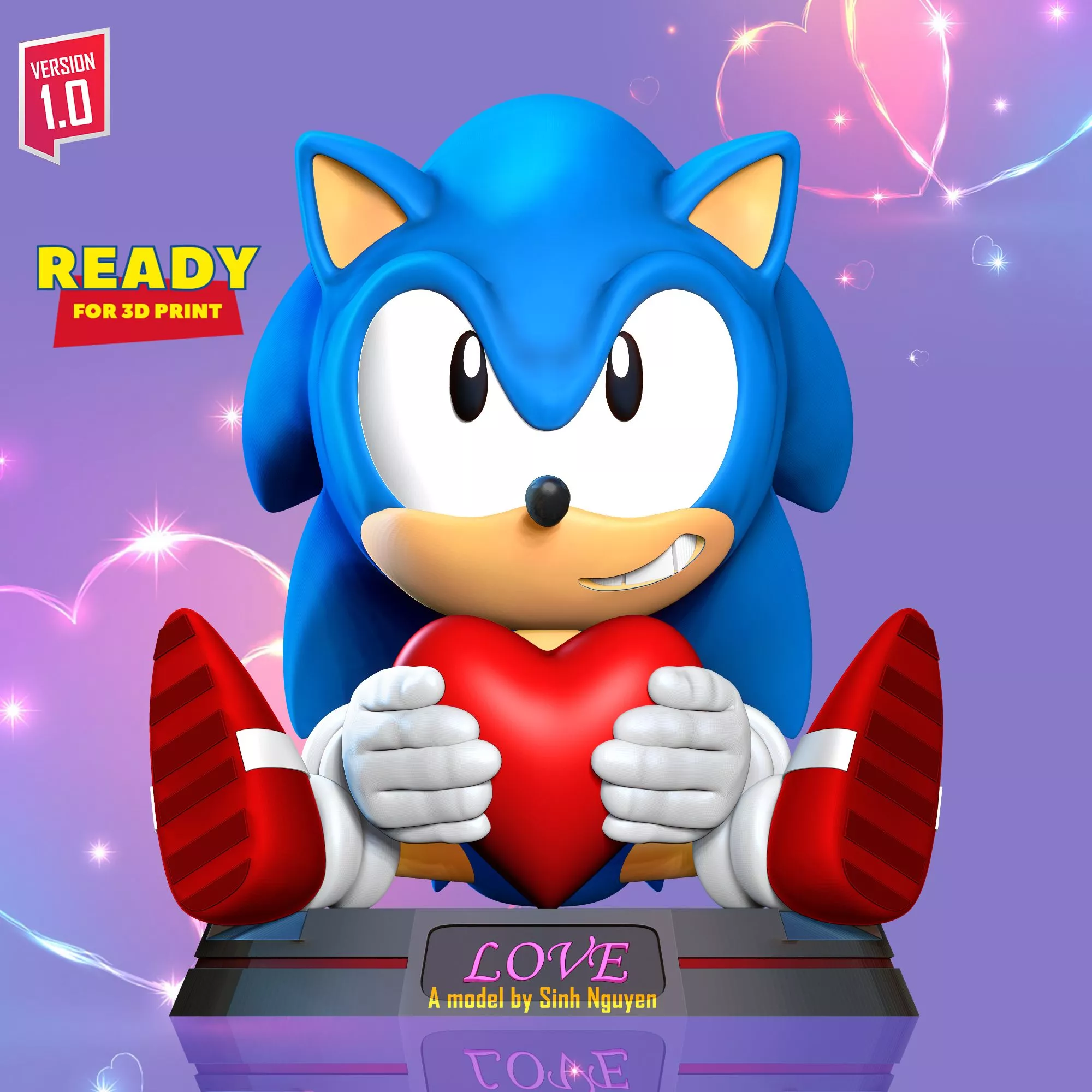 3D file Sonic with Valentine's Day