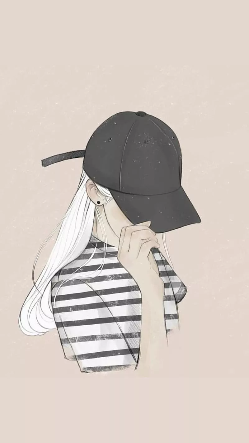 Attitude Girl, Black Cap, cartoon art
